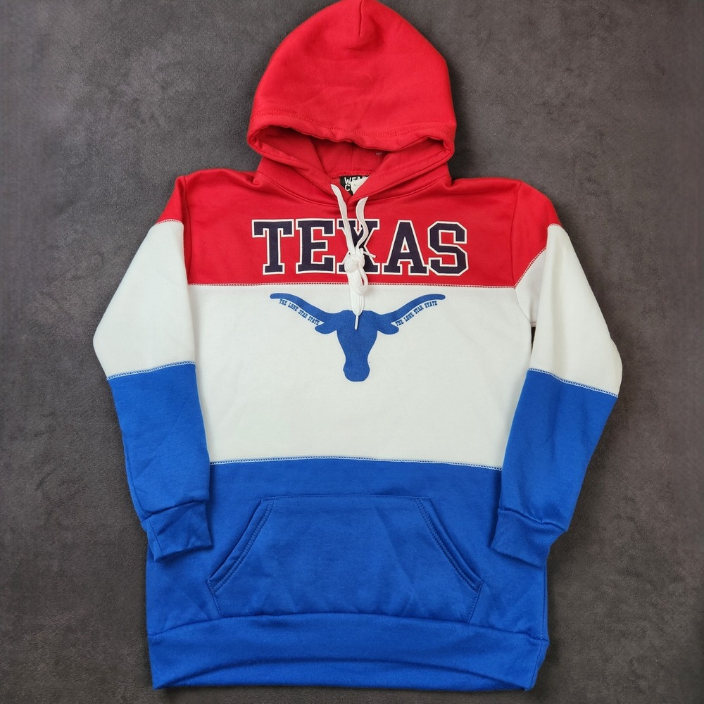 Texas Longhorns Hoodie Adult Small Red White Blue Pullover Sweatshirt‎ Lone Star